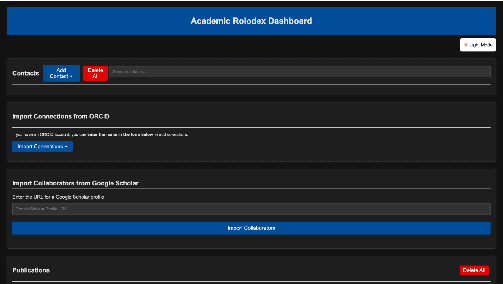 Academic Rolodex screenshot